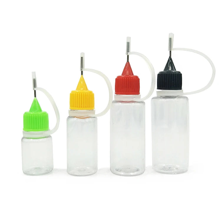 Empty Squeezable Bottle Needle Tip Needle Empty Bottle Metal Needle Cap White Plastic Dropper Bottles