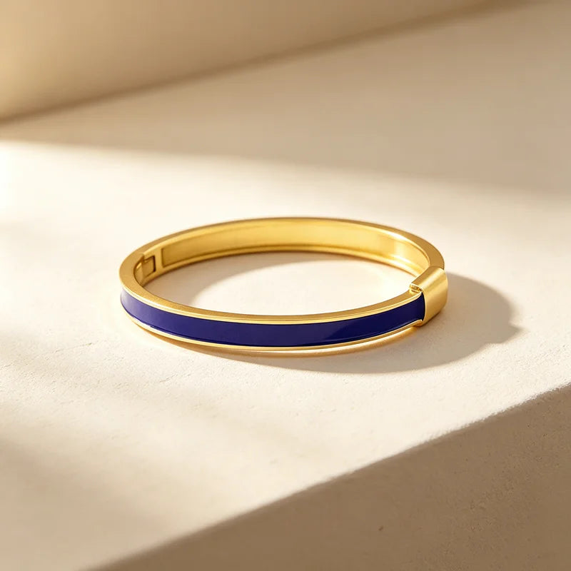 QIKU Hot Sale Enamel Color 18k Gold Plated Women Bracelet Simple Design Couple Bracelet Party Wedding Jewelry Accessories Gift