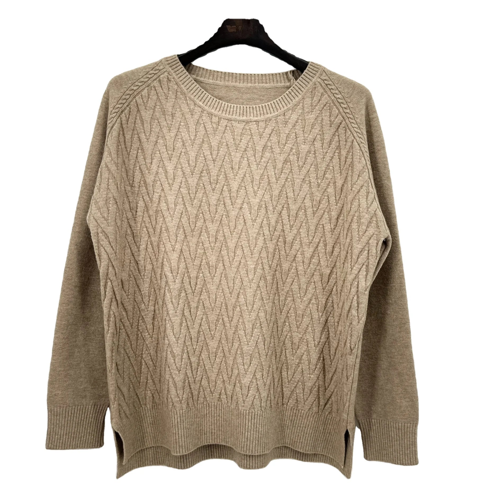 Hot Selling Women's Casual Style Pullover High Quality Ecru Solid Knitwear with Long Sleeves Fashionable Sweater