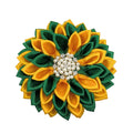 Beautiful Yellow and Green Silver Plated Floral Shoulder Brooch for Sorority Pin-Wedding Engagement Gift