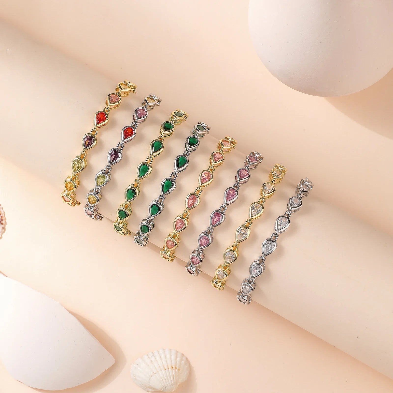 New Fashion Trend Simple Inlaid rainbow Zircon Bracelet Niche Versatile Temperament Jewelry Heart-shaped Light Luxury Bracelets