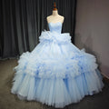 Jancember 6724 Fairy Baby Blue Strapless Puffy Birthday Party Girls Quinceanera Dresses