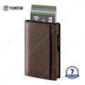 Credit Card Holder RFID Blocking Leather Automatic Pop up Wallet Aluminum Slim Pocket Business Card Case