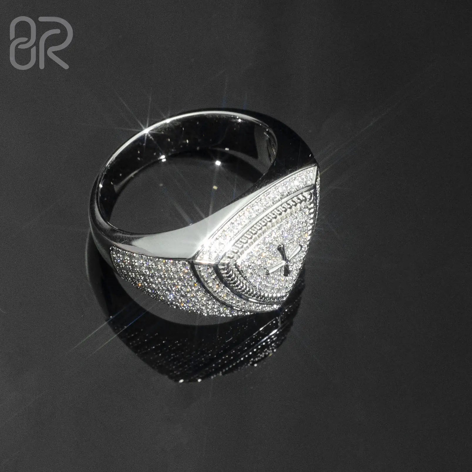 Luxury Design Triangular 925 Silver Hip Hop Ring Pass  Diamond Test Round Brilliant Cut Vvs Moissanite Fine Jewelry Rings