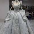 Jancember LSMX207 Luxury High Neck Butterfly Empire Wedding Puffy Women's Dresses