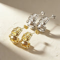 QIKU Wrinkled Twisted Stud Earrings Copper Gold Plated Jewelry for Women Perfect Gift for Anniversary Party and Daily Wear