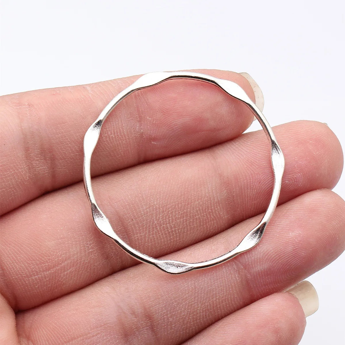 Rippled Circle Link 43x43mm Antique Silver Alloy Closed Ring Connector for Dream Catcher Weaving Base MegaBDM