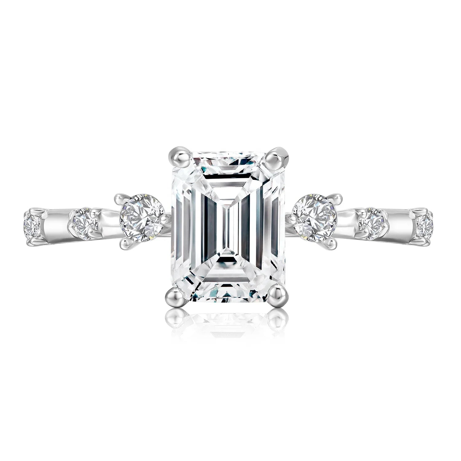High Quality Women Jewelry S925 Sterling Silver 1.75CT Emerald Cut Moissanite Engagement Baguette Ring Destiny Jewellery