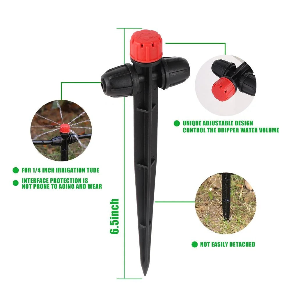 Plastic Drip Irrigation Emitters 8-Hole Adjustable Dripper with Stake Dripper Sprinkler Irrigation Emitter Dripper MegaBDM