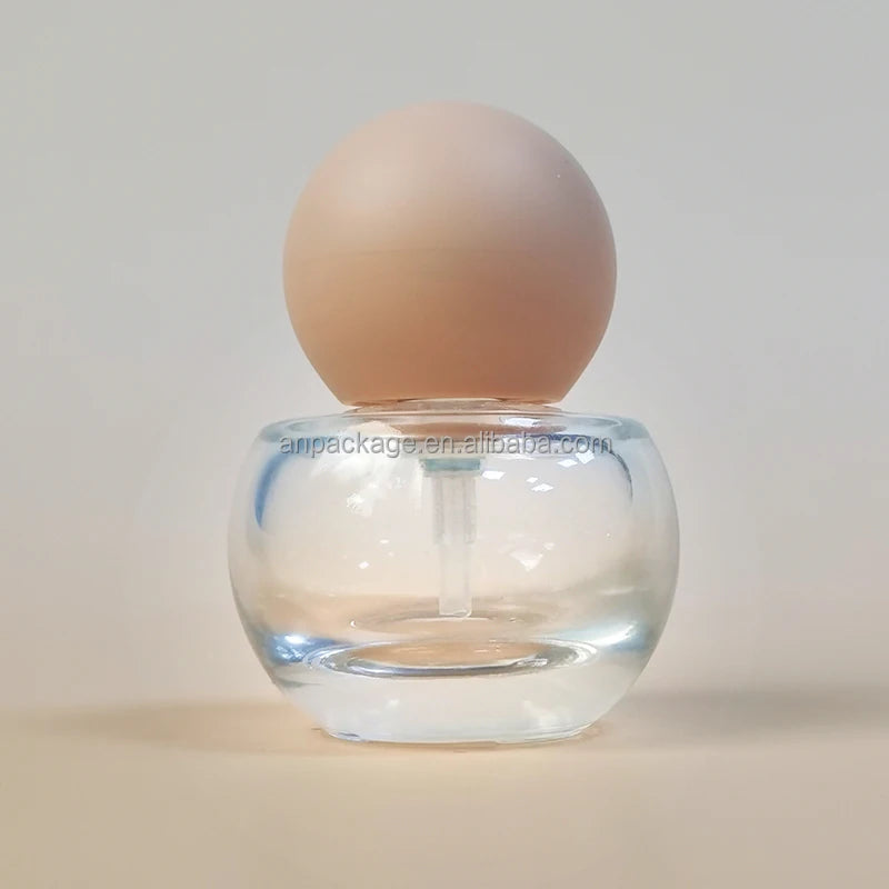 Luxury Arabic Borosilicate Glass Perfume Bottle Spherical Lid Pump Sprayer for Foundation Essential Oil Cosmetic Packaging MegaBDM