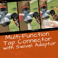Swivel Hose Outdoor Garden Water Connector Tap 3-Function Quick Connector Faucet ABS Plastic BS Standard 3/4" to 1" Diameter