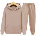 Bangladesh China Factory Price 220g Men Sports Casual Hooded Sweatshirt Pants Set Solid Color Fleece Pullover Hoodie Tracksuit
