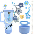Cute Sunflower Charms Metal Chains for 30-40oz Tumblers Portable Handle Straps Straw Caps Reusable Water Bottle Accessories