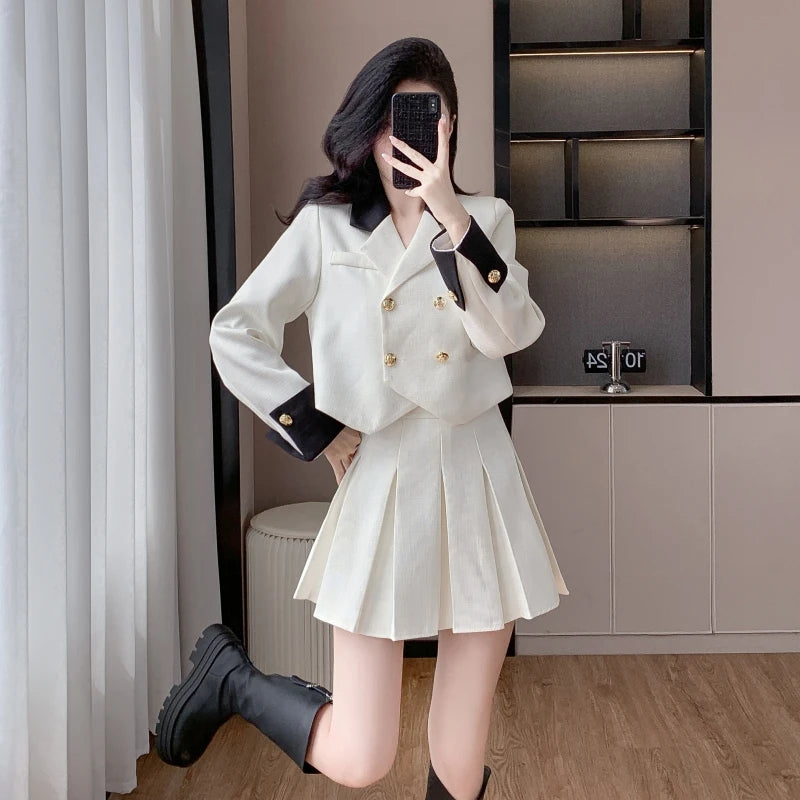 Fall Women's Casual Sets Top And High Waist Patchwork Slim Set Clothing Wholesale