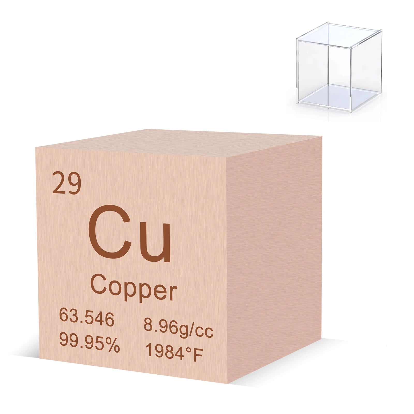 Copper 1" 99.95% Purity High Density Metal Element Cube for Element Collection Experiment Heavy Small Objects Experience