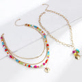Wholesale Women's 18K Gold Plated Colorful Beaded Layered Fancy Necklace Summer Beach Wedding Gift Jewelry