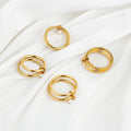 Stylish Stainless Steel Stackable Multi Band White Pearl Pendant Ring Gold Plated Geometric Statement Jewelry Gift
