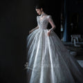 Jancember LSHT057 Crystal Long Sleeve Pearls New 2024 Designs for Wedding Gowns