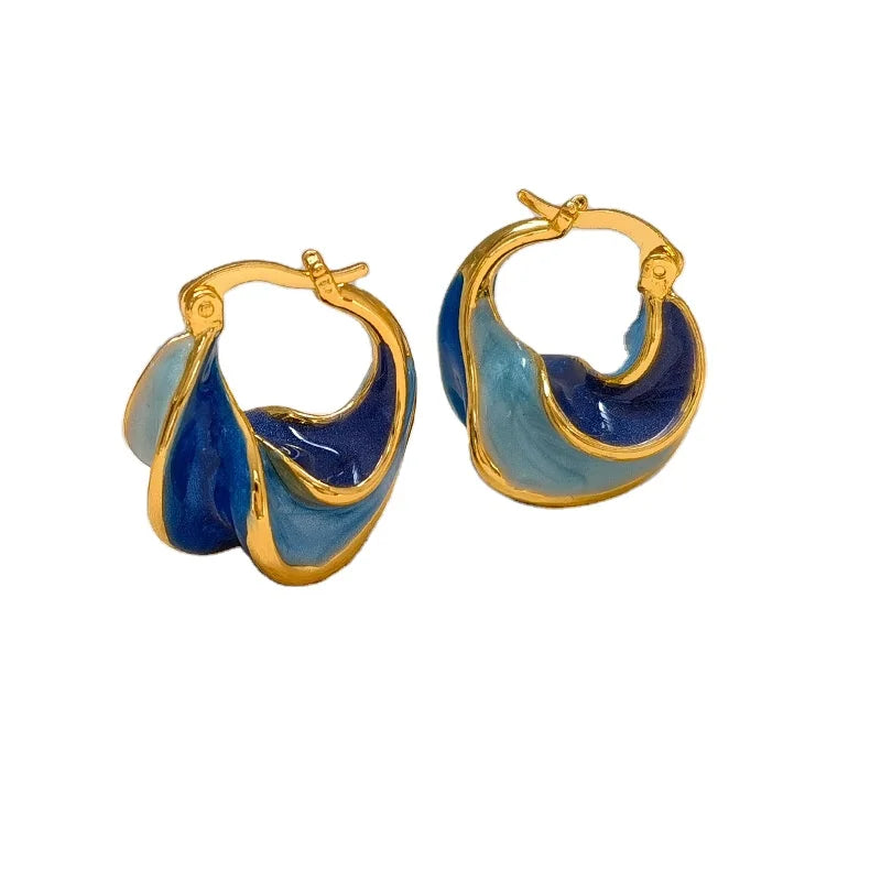 European and American Exaggerated Large Stainless Steel Earrings Stud Tarnish Free Waterproof Jewelry Chunky Enamel Earrings