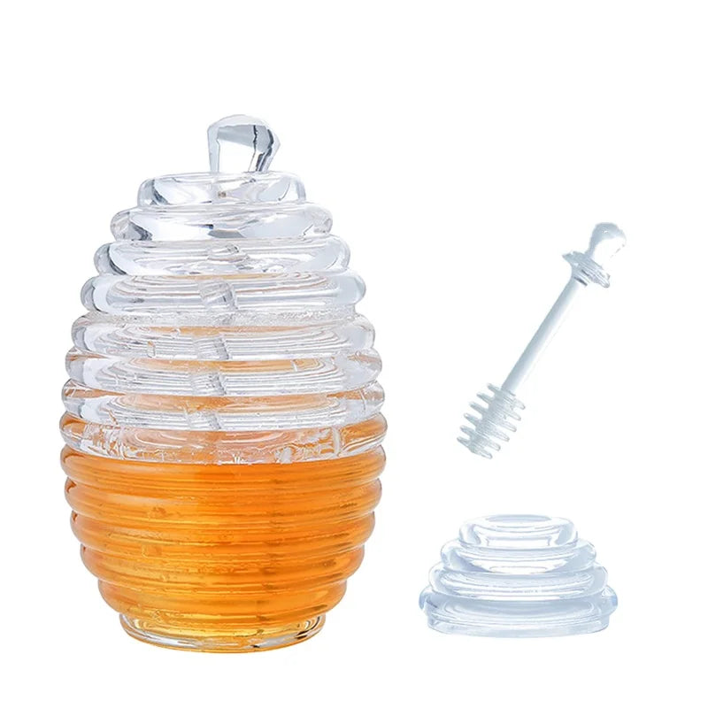 BEESTAR Transparent Clear Polystyrene Honey Pot Food Grade Honey Container Dipper Lid for Food Storage Wholesale New Condition