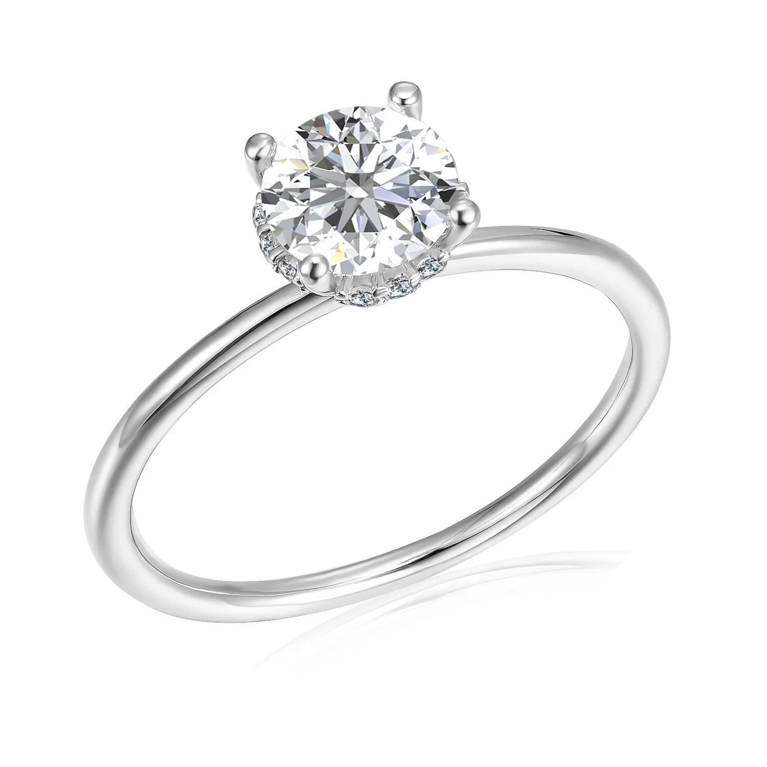 Environmental Friendly Lab Grown Moissanite Diamond Minimalist 925 Sterling Silver Engagement Solitaire Ring Destiny Jewellery