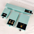 Custom Logo Jewelry Box for Earrings Classic Rectangle Gift Box with Pouch and Slide