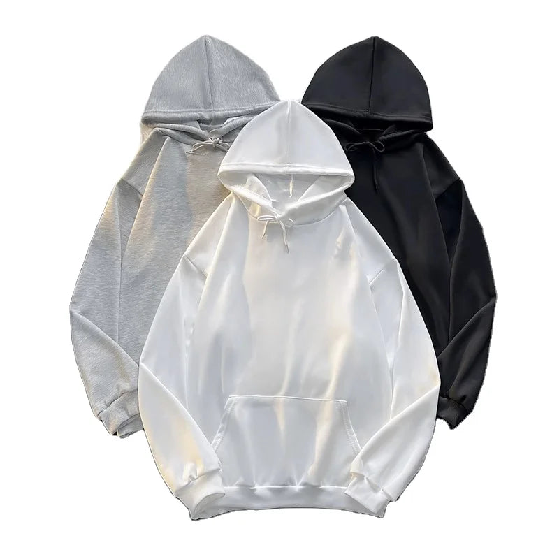 Oem Customized logo Design Trendy Loose Fit Plus Size Solid Color Style Spring and Autumn Thin Hooded Sweatshirt Hoodie