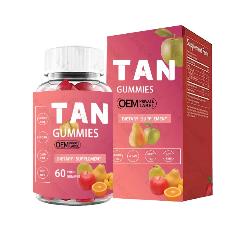 Natural Herbal Extract Dietary Beauty Skin Collagen Candy Gummy Self Tanning Activator Sunless Tanning Gummies