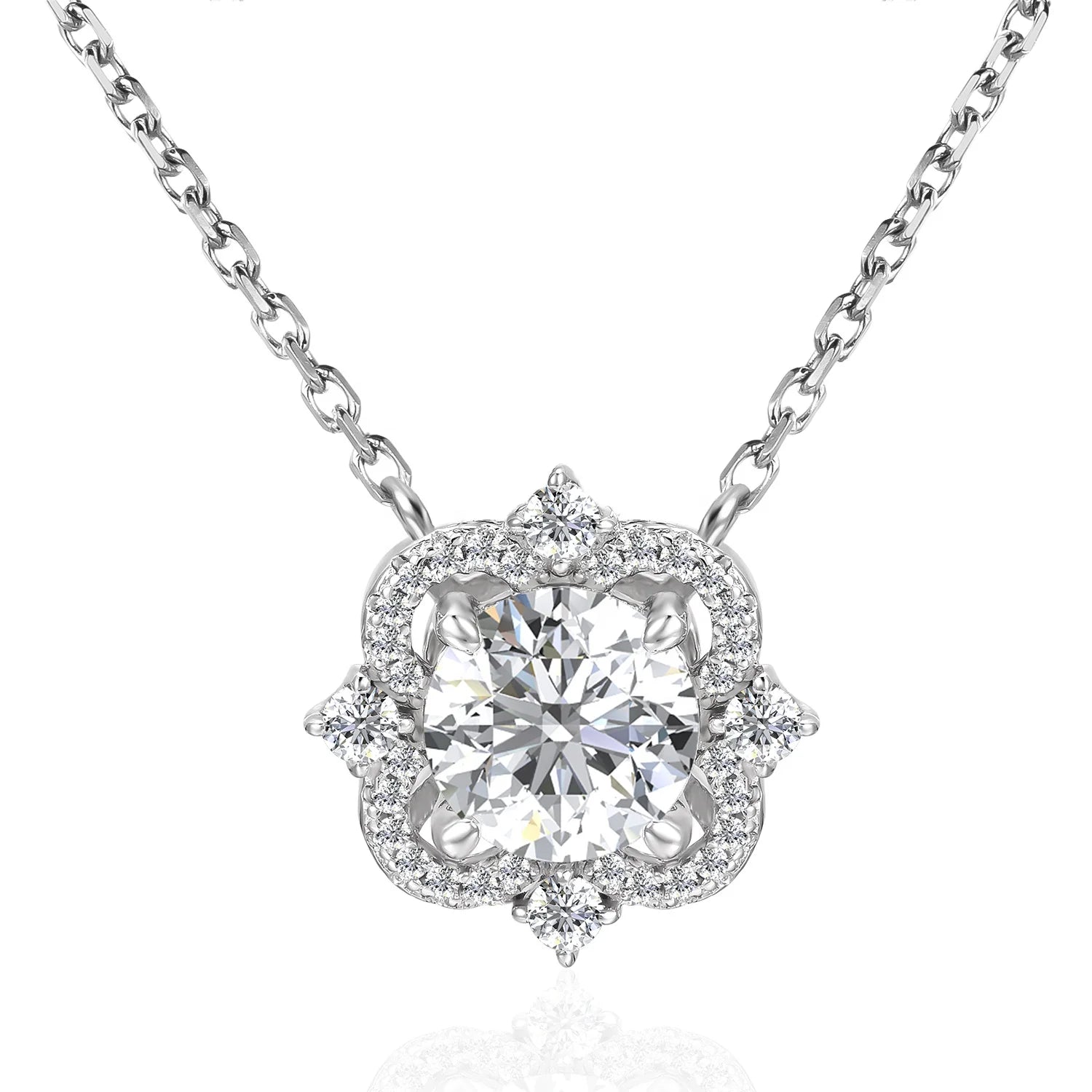 1CT Moissanite Diamond Nickel Free Hypoallergenic 925 Silver Luxury Clover Pendant Necklace Jewelry for Women Destiny Jewellery
