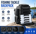 Large Waterproof Fishing Tackle Backpack with Rod Holder Multifunctional Fishing Bag With Protective Rain Cover and 4 Tackle Box