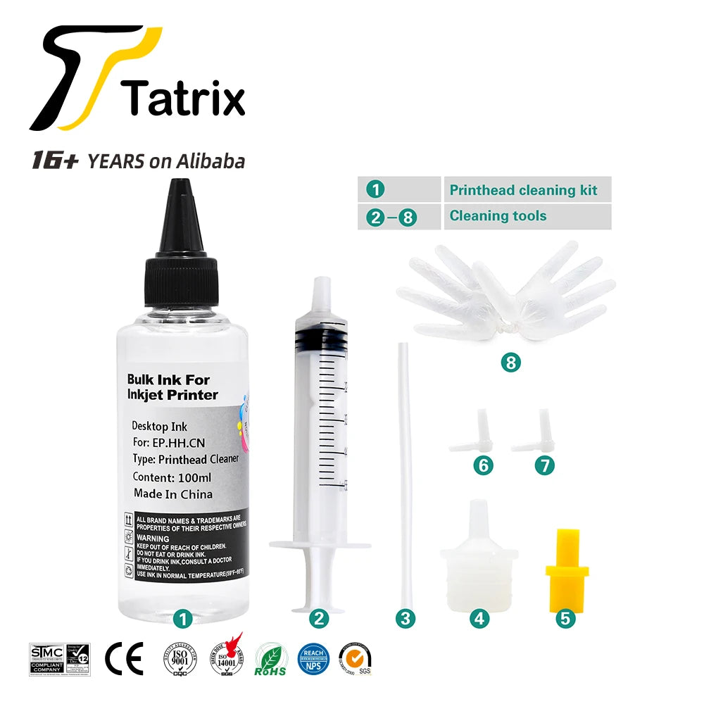Tatrix Printer Cleaner Printhead Cleaner Kit Printers Liquid  for Nozzle Inkjet Printers Cleaning KIT Liquido Limpiador De Tinta
