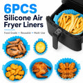 6-Piece Air Fryer Oven Silicone Baking Tray Set Non Stick Food Grade Grill Pan Cake Mold Reusable Wholesale Custom OEM MegaBDM