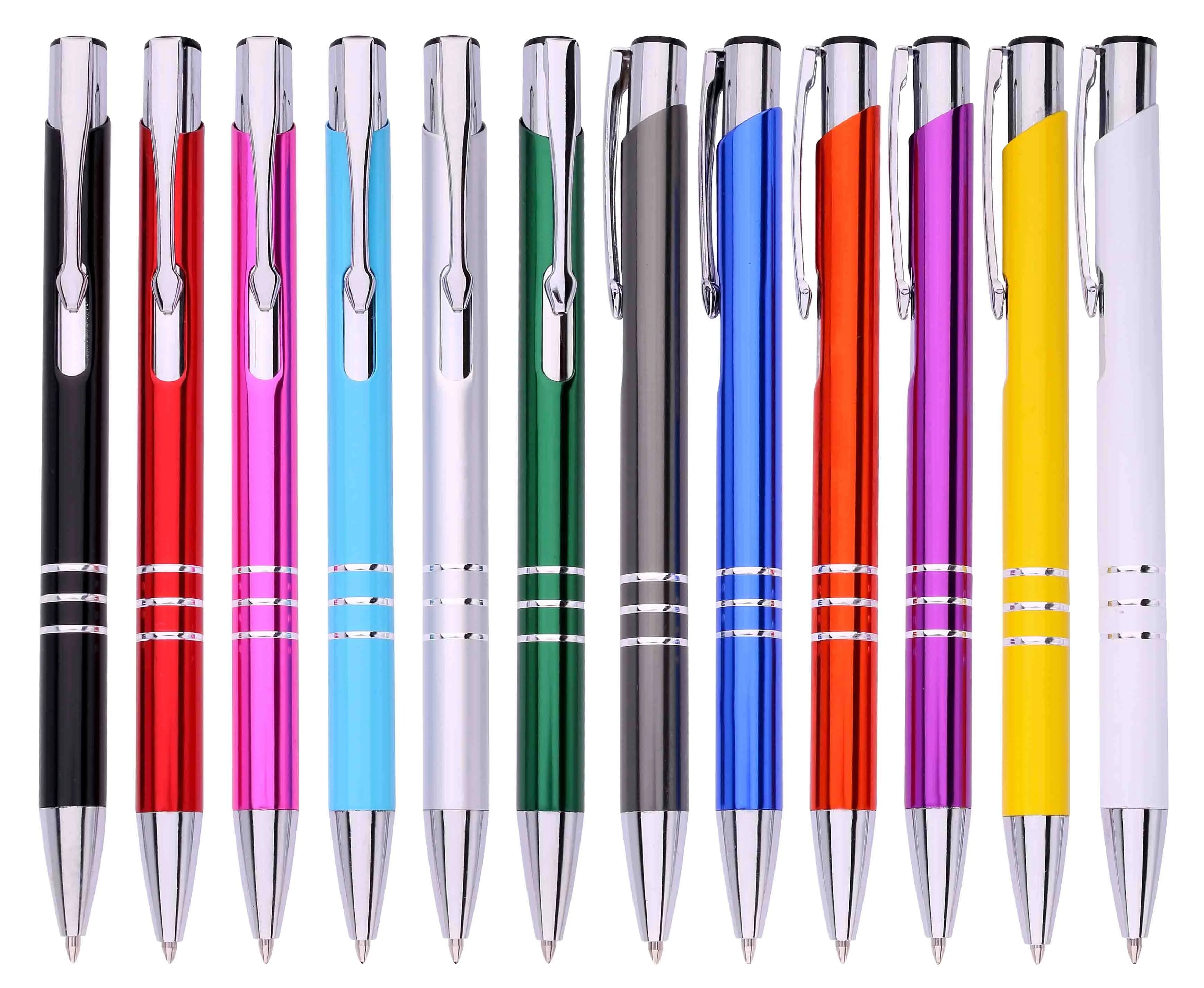 Custom Logo Metal Plastic Click Rubber Tip Touch Screen Elegant Chrome Ballpoint Pen Blue Black Ink Parker Refill 1.0mm