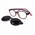 Safety Fashionable Solid PEBAX Dual Color Detachable Unbreakable Optical Frame with Magnetic Clip on Polarized Lenses for Infant MegaBDM