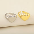 QIKU Wholesale Gold/Silver Plated Copper Heart Rings Adjustable Dainty Chunky Design for Couples Bridal