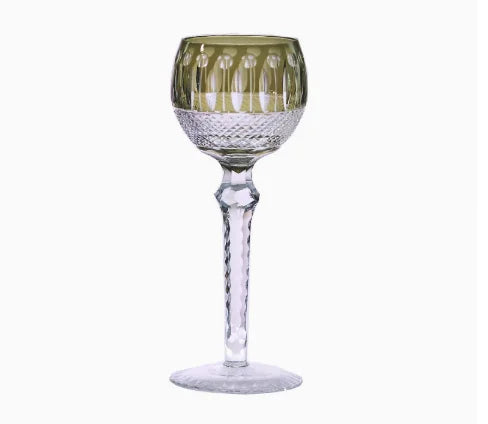 Handcrafted Hand Cut Bohemian Crystal Colored Wine Glasses Eco-Friendly Customizable Colors Elegant Weddings Banquets Reusable MegaBDM