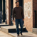 Men Long Sleeve Henley Shirt Textured Knit Loose Fit Button Down Casual Pullover Top for Autumn Spring Wear