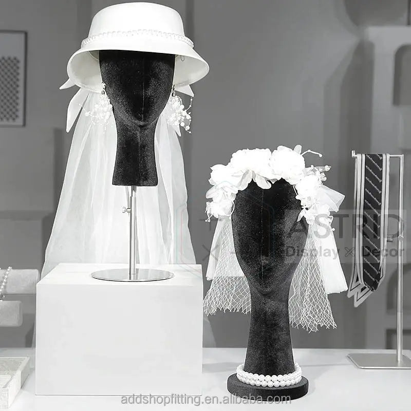 5 Colors Velvet Head Mannequin cap hat Display Holder hair wig display Stand for store