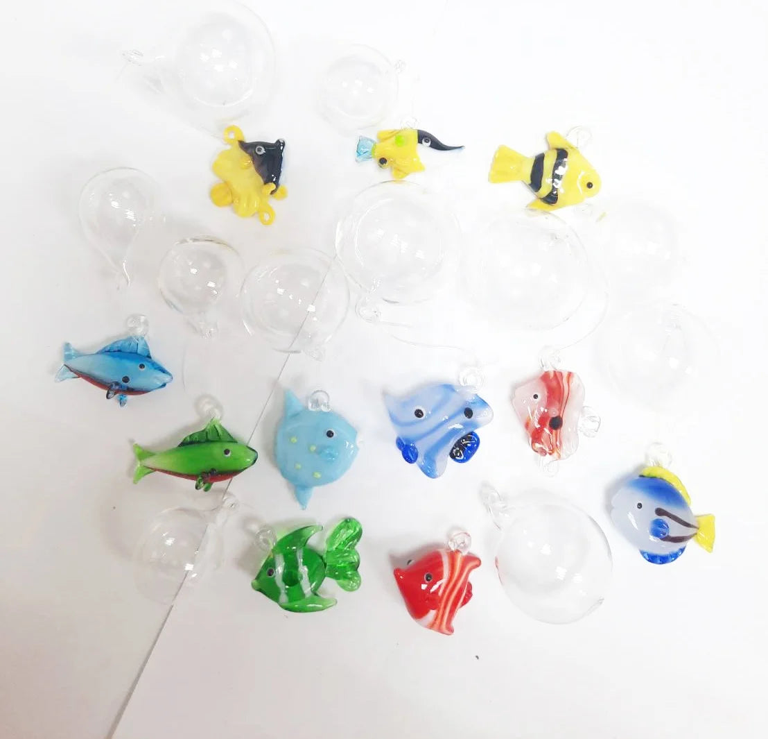 Marine Animals Murano Glass Bubble Fish Handmade Customizable Color & Logo Reusable for Aquarium for Decoration
