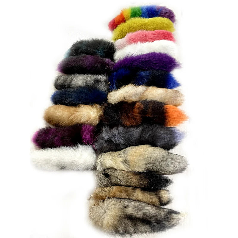 Real Fox Fur Tail Keychain Wolf Tail Fur Bag Gifts Cosplay Costumes  Furry Tail Role Play Party Performance Props