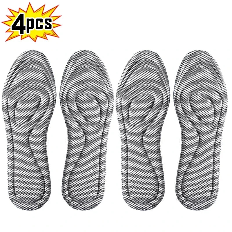 4Pcs Memory Foam Orthopedic Insoles for Shoes Antibacterial Deodorization Sweat Absorption Insert Sport Shoes Running Pads - Grey-4pcs / EU41-42 MegaBDM