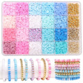 3600 Pcs 24 Color Flat Circular Polymer Clay Beads Black  Beads with Pendant Jewelry Making Kit Bracelet Necklace
