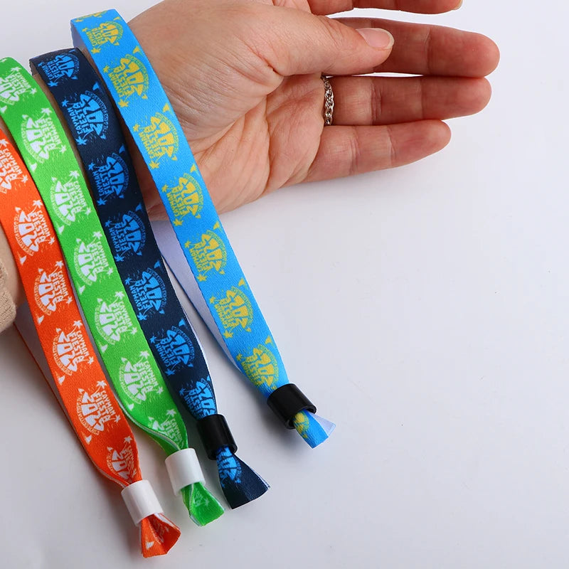 Wholesale Promotional Adjustable Sublimation Printing Satin Wristband Event Woven Fabric Bracelet for Event MegaBDM