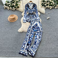 Women's Vintage Sets Tunic Bandage Top And High Waist Printed Set American Clothing Wholesale