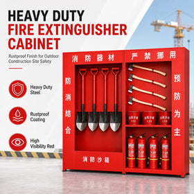 Heavy Duty Steel Fire Extinguisher Cabinet with Rustproof Finish for Outdoor Construction Site Safety