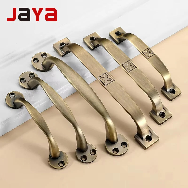 JAYA Zinc Alloy New Chinese Style Retro Sliding Door Handle Bronze Mahogany Furniture Drawer Bright Wardrobe Wooden Door Handle