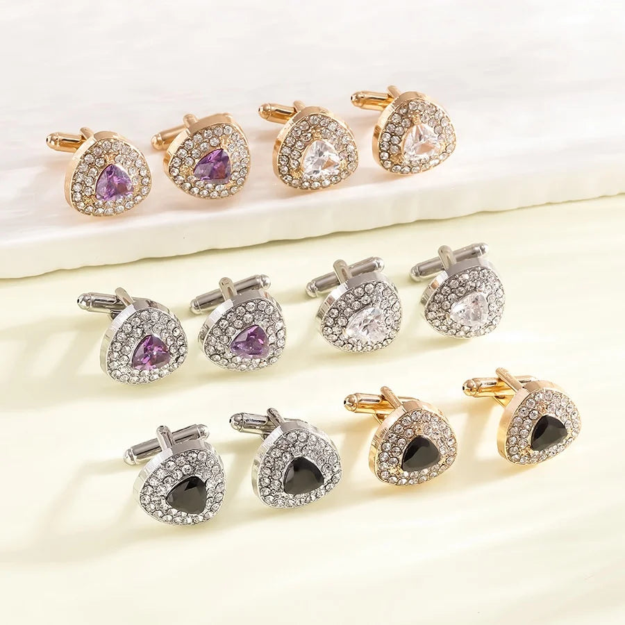 Factory Directly Wholesale Cuff Links New Triangular Rhinestone-encrusted Cufflinks Stylish Business Shirt Men's Cufflinks