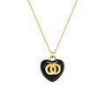 2026 Trendy Jewelry Fashion Simple Stainless Steel 14k Gold Black Love Pendant Necklace Earrings Jewelry Set