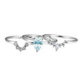 3 in 1 Ring Natural Gem Stone Blue Topaz Jewelry 925 Sterling Silver 3 Pieces Wedding V Shape Ring Set Destiny Jewellery
