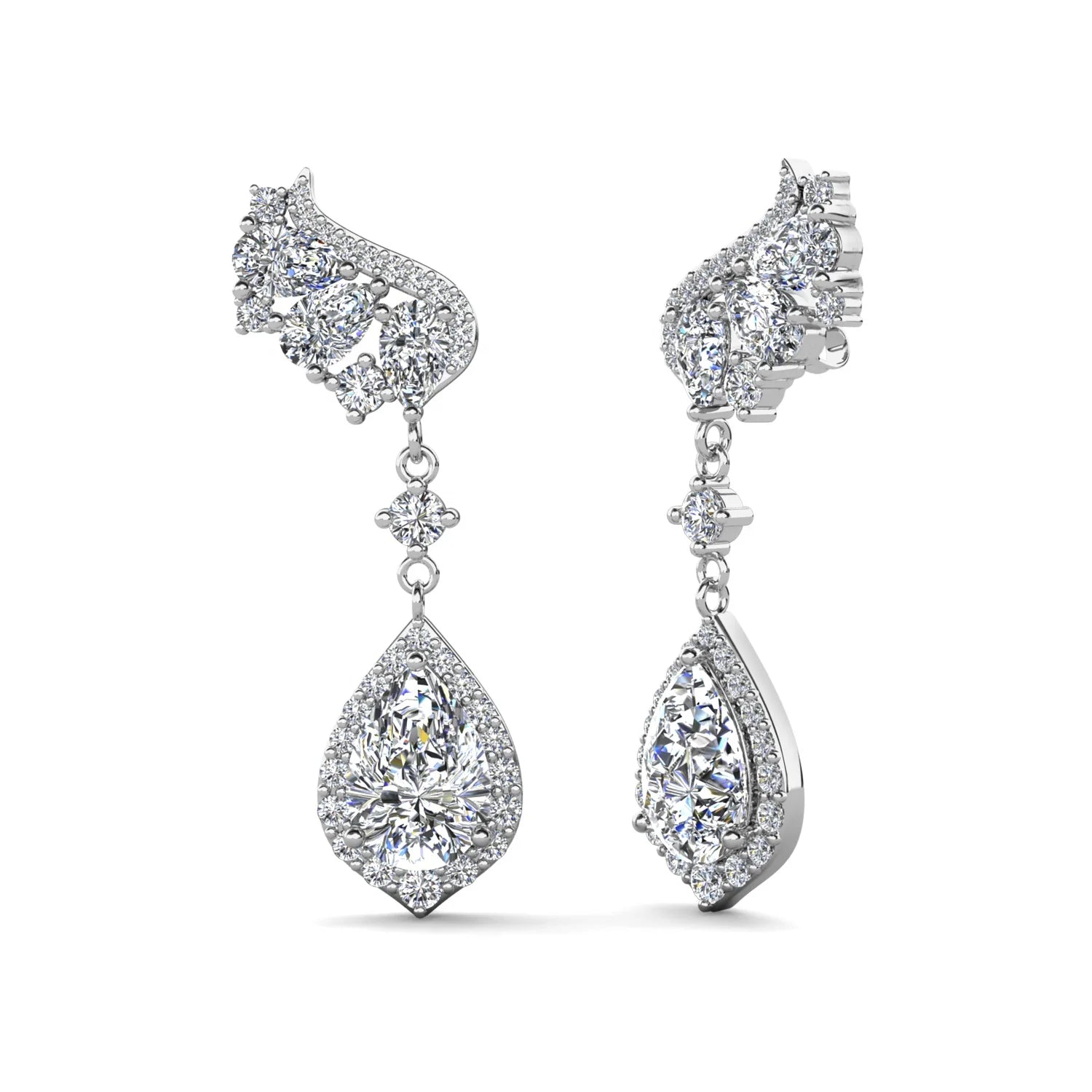 Lab Grown Moissanite Diamond Jewelry 925 Sterling Silver Vintage Angel Wing Tear Drop Dangle Women Earrings Destiny Jewellery